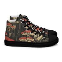 Image 5 of Dark Cottagecore Goth Inspired Vibrant Mushroom Men’s high top canvas shoes