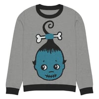 Image 10 of Shrunken Kewp Blue/grey Knitted crew neck sweater