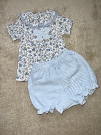 Girls Blue Floral Short Set