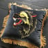 Black And Grey Wolf Velvet Cushion Image 9