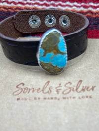 Image 3 of Leather & Turquoise bracelet