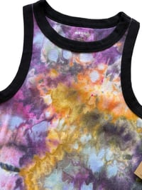 Image 4 of L Ladies Fitted Knit Contrast Tank in Bloom Watercolor Ice Dye