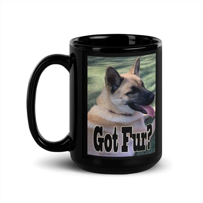 German Shepherd-Got Fur-Black Glossy Mug 1