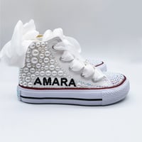 Image 1 of Toddler Girl Bling Canvas Crystals Pearl Sneakers