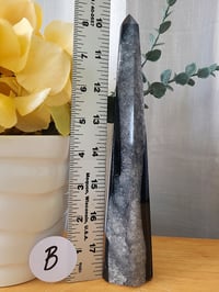 Image 9 of 8" Black Onyx Agate Tower Natural Healing Crystal 2 Styles
