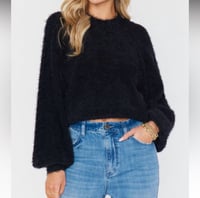Image 1 of SHOW ME YOUR MUMU black fuzzy crew neck long sleeve sweater