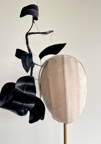 Image 1 of Black leather floating  flower headpiece