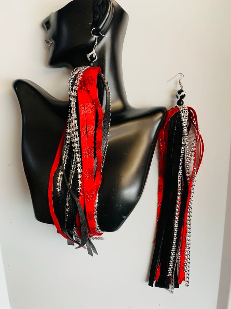 Image of Red Tassel Earrings 