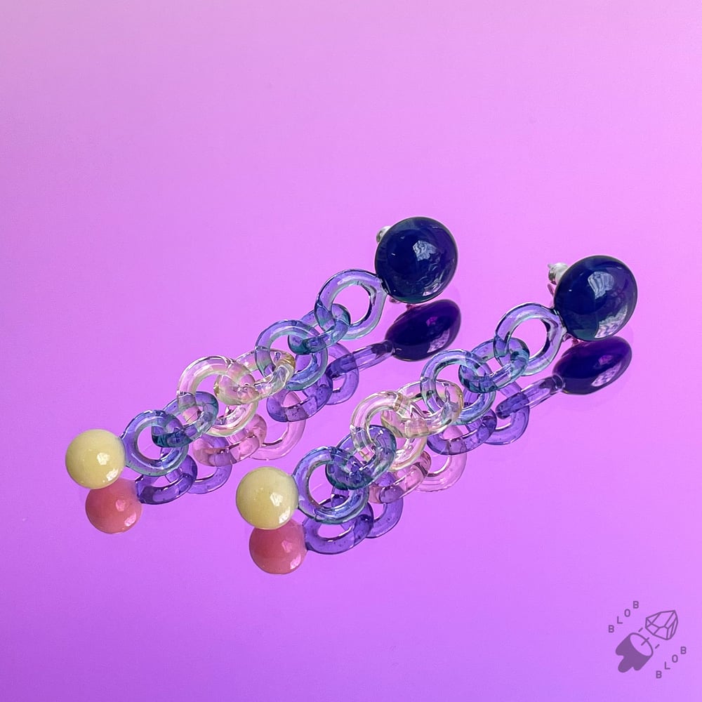 Image of Cobalt Dot Chain Studs