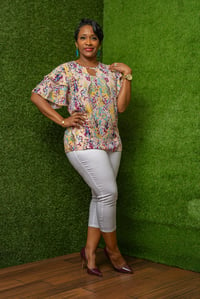 Image 1 of Flared Short Sleeve Top