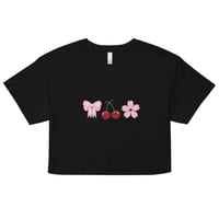 Image 3 of Cute Bow, Cherry and Cherry Blossom Icon Crop Top 