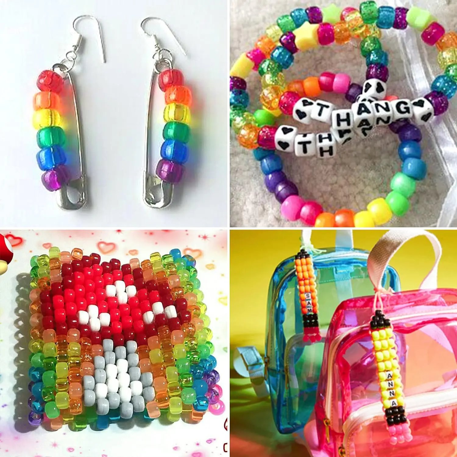 Image of Pony Beads for Friendship Bracelet Making Kit 24 Colors Kandi Beads Set, 720pcs Plastic Rainbow Bulk