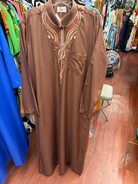 Image 1 of Men’s embroidered thobe kaftan long sleeve  