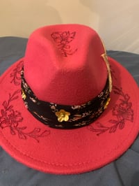 Image 1 of "Daughter of the King" Pink Hand-Burned Panama Hat