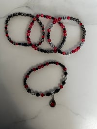 Image 5 of  Midnight Ruby and Black Tumbler Bracelet Stack