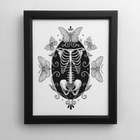 Image 1 of Skeleton With Moths And Butterflies print