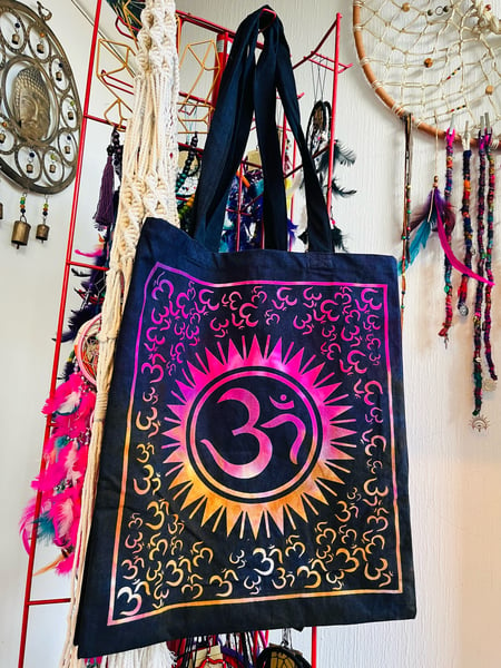 Image of Om tie dye hippy tote bag 