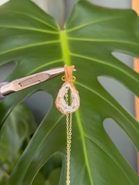 Image 4 of Gold White Druzy Geode Crystal Necklace 
