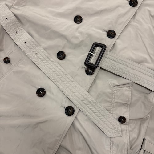 Image of Burberry Double Breasted Nylon Trench, Size Medium