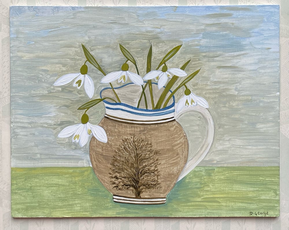 Image of First Snowdrops in a Mochaware jug