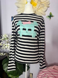 Image 5 of Pastel Goth Skull Striped Top (M)