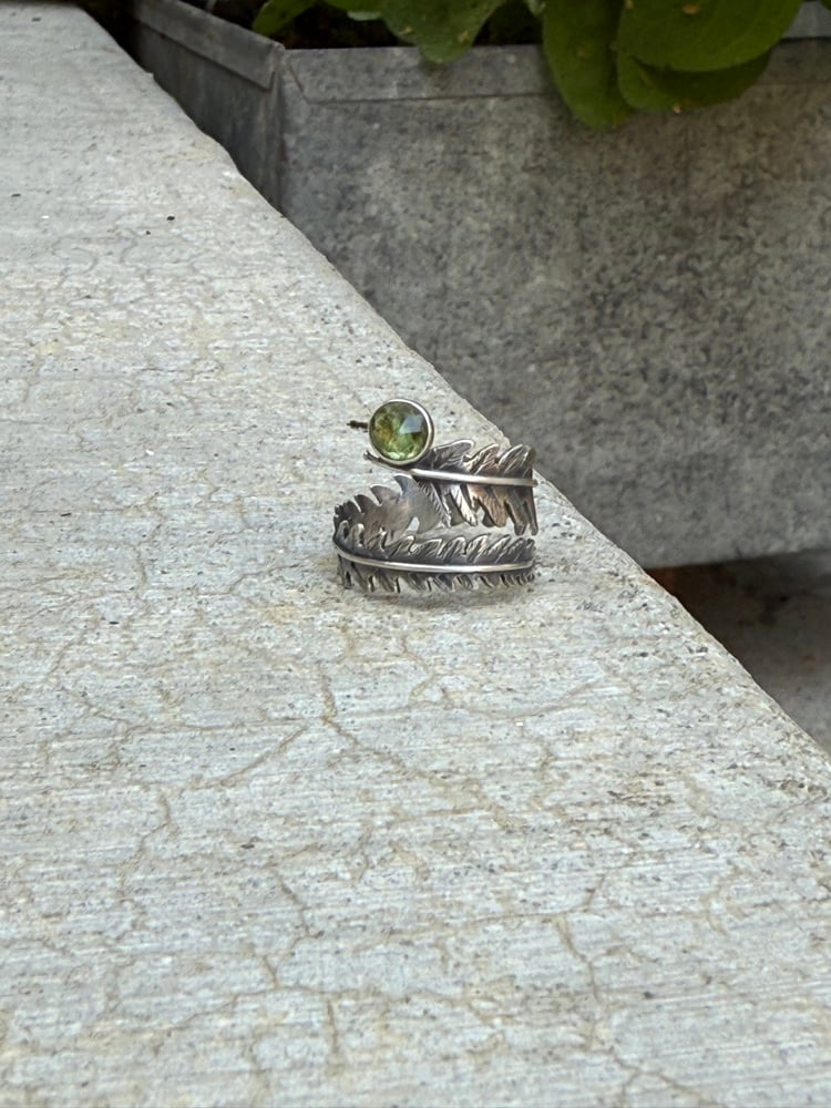 Image of Solstice in the Forest Fern Ring with Sage Green Apatite