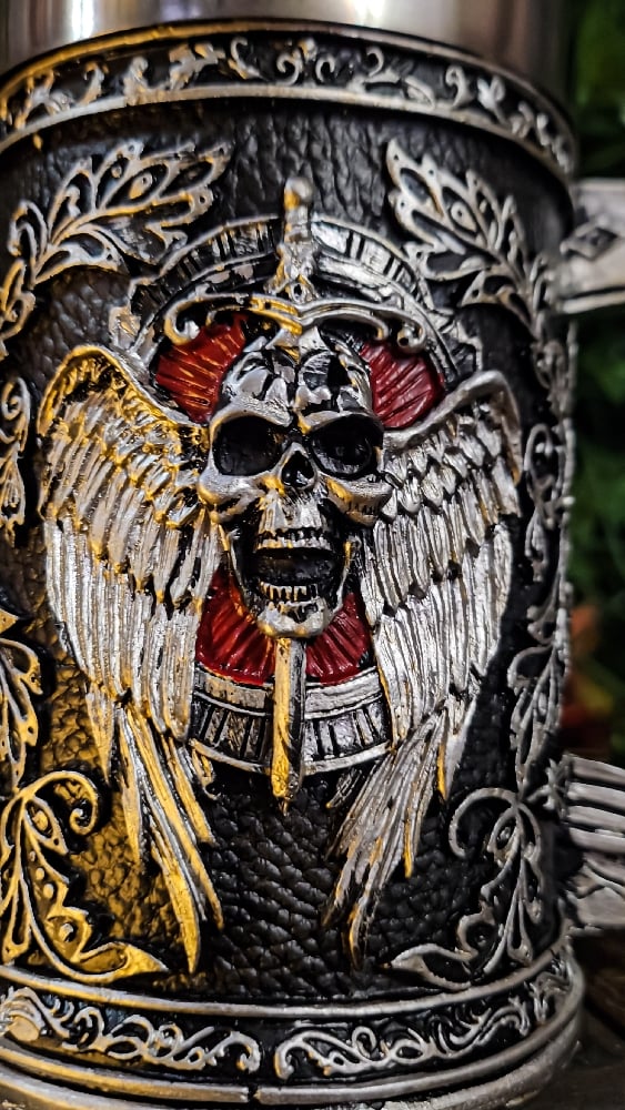 ๐The Armored Kingdom Winged Wrath Skull War Mug