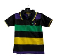 Image 1 of Black collar Mardi Gras shirt 