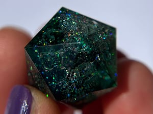 Image of Green and sparkling Pillars 7-piece dice set for TTRPGl