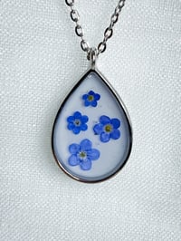 Image 1 of Teardrop Forget Me Not Pendant Necklace 