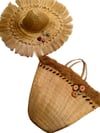 1960s raffia beach tote and matching hat