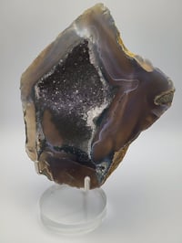 Image 4 of 418g Agate with Amethyst Geode Rough Edge Slice Natural Crystal 