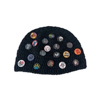 Image 1 of Black Fitted Beanie with Buttons 