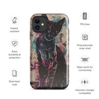 Image 2 of Colorful Watercolor Paint Splatters Black Cat Tough Case for iPhone®