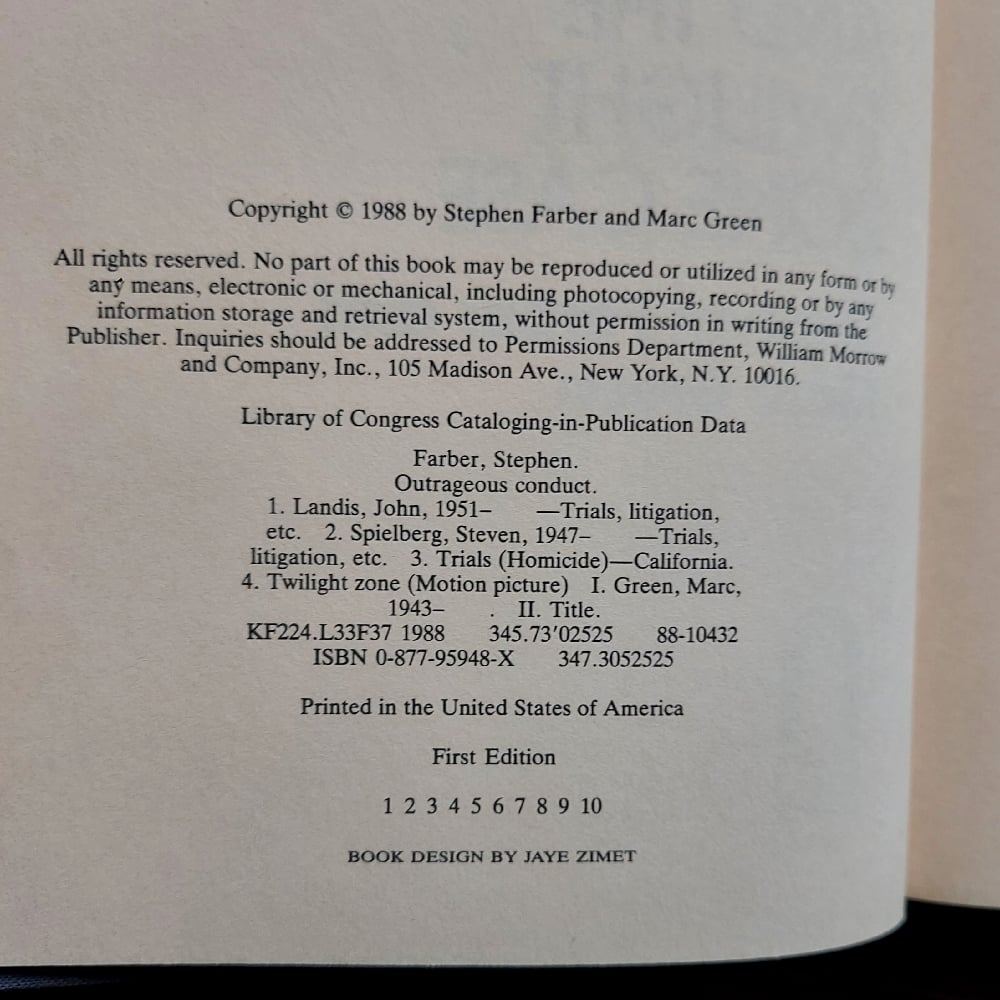 Outrageous Conduct: Art, Ego, and the Twilight Zone Case, by Stephen Farber
