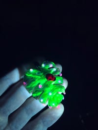 Image 3 of Drippy UV variegated monstera leaf with ladybug pendant.. 🐞🌿