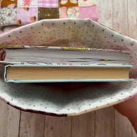 Image 2 of "Pink & Brown” Shorter/Wider Patchwork Quilted Book Sleeve