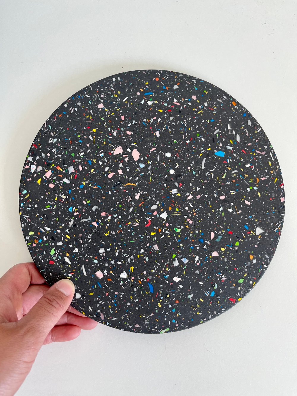 Image of Large Round Flat Terrazzo FUN Tray 