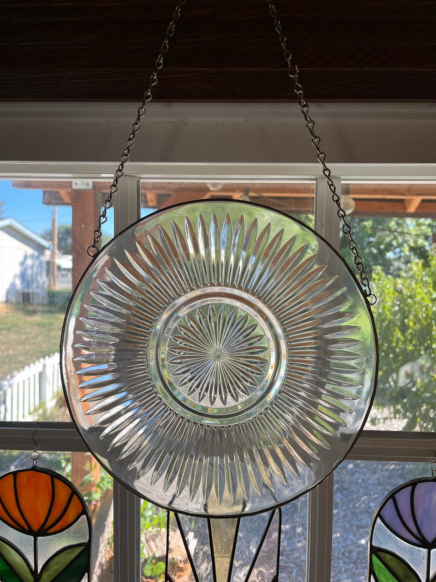 Image of Round  Sunburst vintage glass