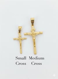 Image 4 of 14k EP Cross Pendant With Rope Chain 
