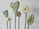 Thimbleville - LOVE wooden block and clay flowers