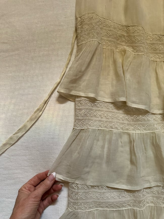 edwardian cotton voile dress with handmade lace