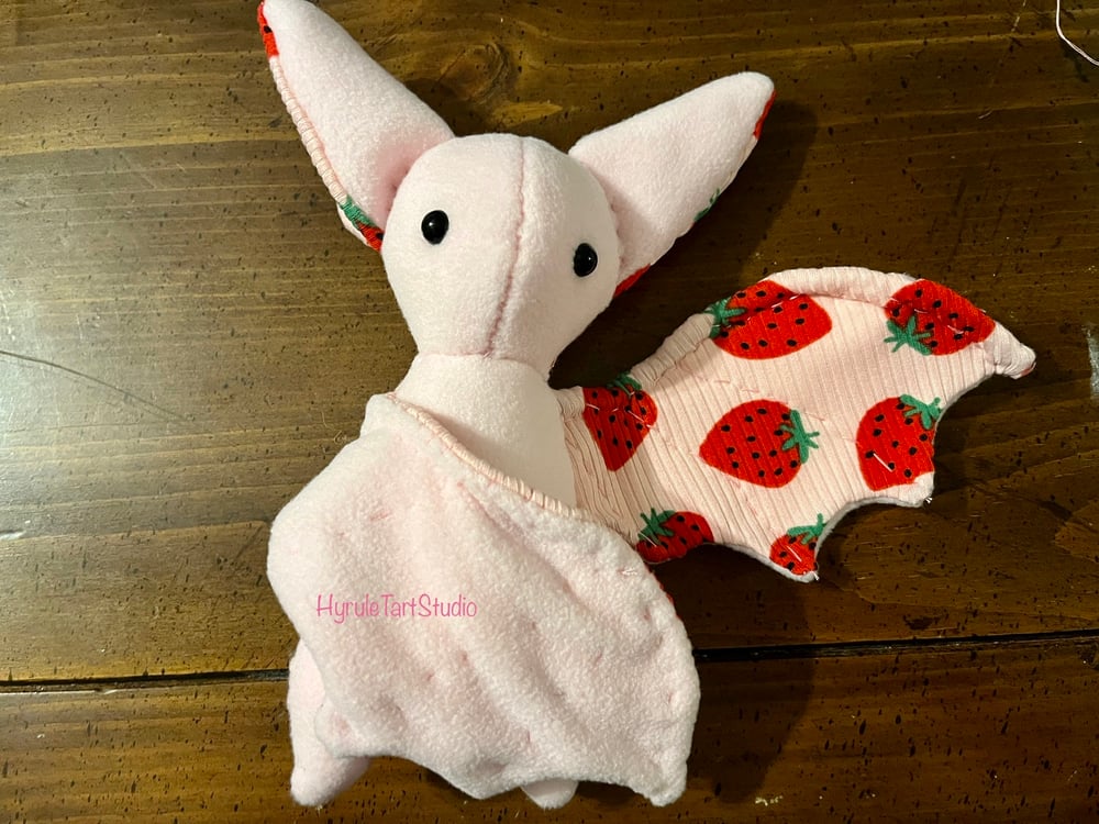 Handmade Strawberries and Cream Bat Plushy