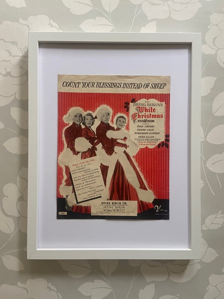 Image of Count Your Blessings Instead Of Sheep from White Christmas, framed 1954 vintage sheet music