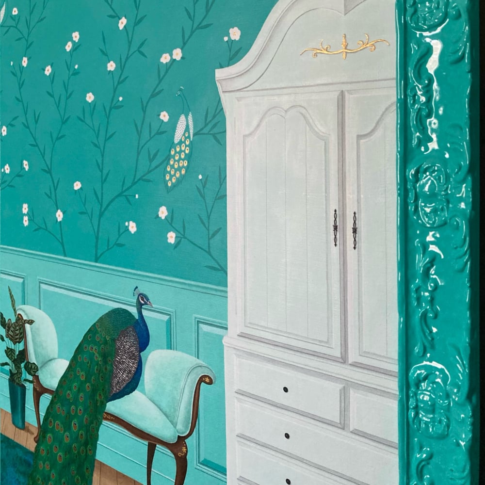 “Teal Peacock Room” Original Painting