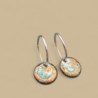 Image 1 of Sterling Silver, Gold, Copper & Mint Landscape Earrings