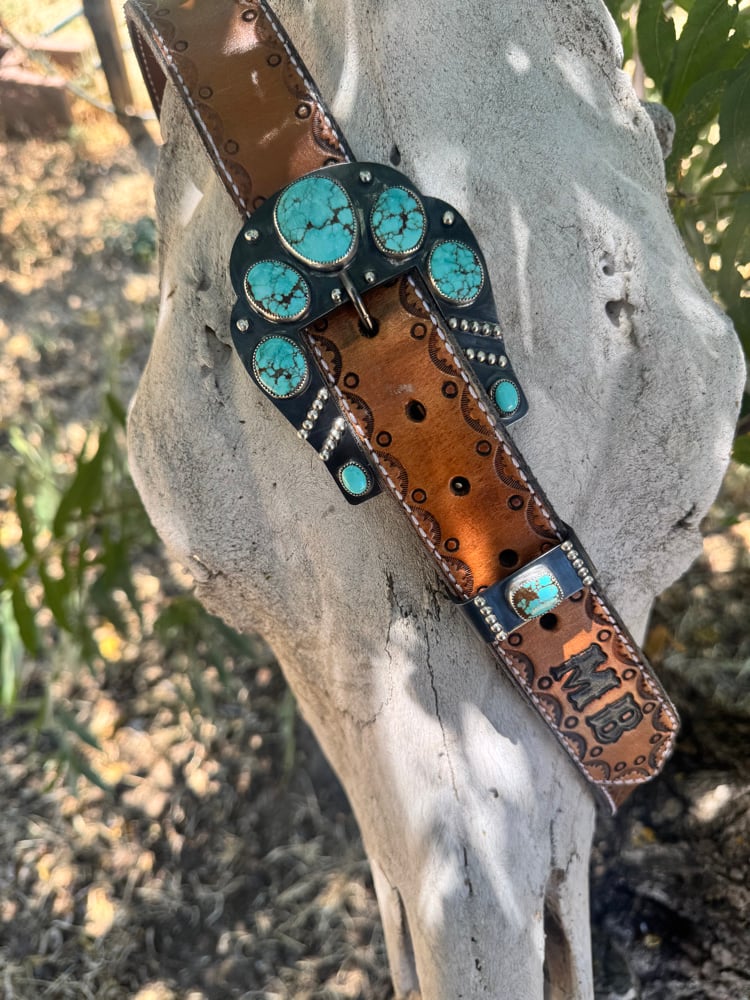 Image of Nevada Mine #8 Buckle & Keeper 🩵🤎