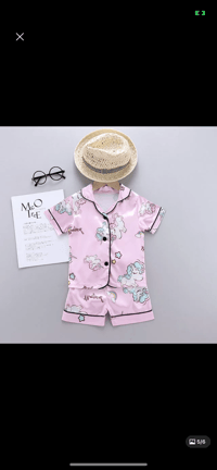 Image 1 of Silk Pink Unicorn Pajamas