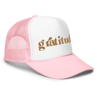 Image 4 of Gratitude Trucker(Dark Tan on Black-Pink/White-Blk/White)