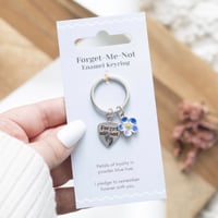 Image 1 of Forget-me-not Flower, Metal & Enamel Keyring